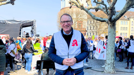 Thomas Preis in Düsseldorf beim Protest