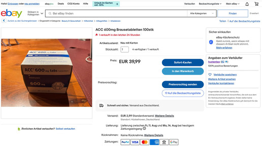 Weiterhin verschreibungspflichtige Arzneimittel bei Ebay