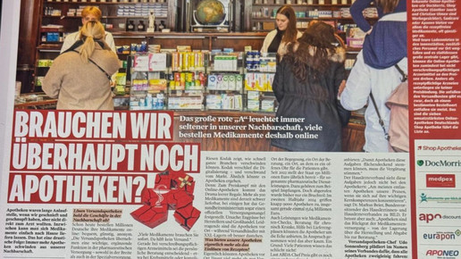 Artikel in der Bild-Zeitung. Überschrift: Brauchen wir überhaupt noch Apotheken?