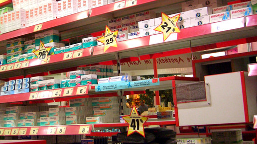 Sichtwahl in Apotheke mit Prozentzeichen