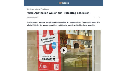 Bei ZDF heute wurde über die Apothekenproteste berichtet