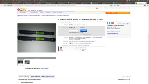 ebay insulin screenshot