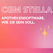 Werbemotiv für CGM STELLA®: Ein Tablet zeigt die Benutzeroberfläche der cloudbasierten Apothekensoftware CGM STELLSA®. Links steht der Slogan „Apothekensoftware, wie sie sein soll.“ Oben rechts das Logo von CGM LAUER.