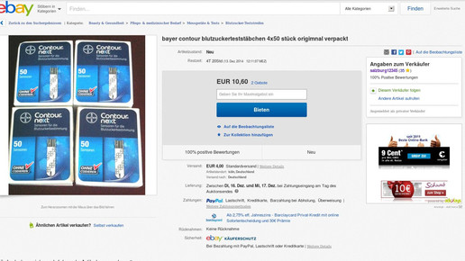 ebay blutzuckerteststreifen
