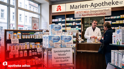 KI-Montage zeigt Apotheke im Drogerie-Stil