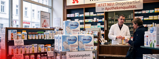 KI-Montage zeigt Apotheke im Drogerie-Stil