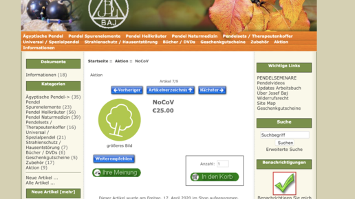 NoCov-Pendel und Geheimzahl gegen Corona