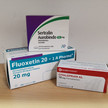 Absatz von Antidepressiva steigt Drei Arzneimittelpackungen: Fluoxetin, Sertralin und Citalopram.