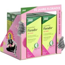 Regalrahmen: Floradix mit Regalrahmen zum 90. Jubiläum