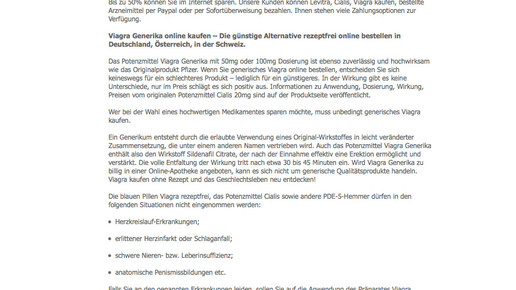 Online Apotheke Europe Homepage Viagra Generika Screenshot