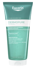 Türkisfarbene Tube des Eucerin DermoPure Reinigungsgels.