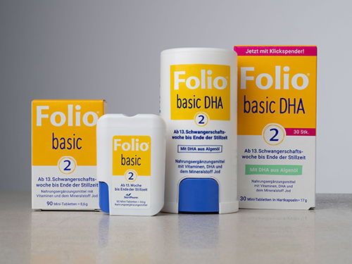 Verpackungsupdate bei SteriPharm: Folio® 2 basic DHA jetzt in der 30er Packungsgröße im nachfüllbaren Klickspender erhältlich 